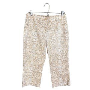 EP Pro Golf Womens 6 Beige Snake Print Stretch Cotton Cropped Capri Pants